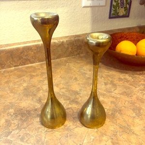 Pair of Solid Brass Candlestick Holders